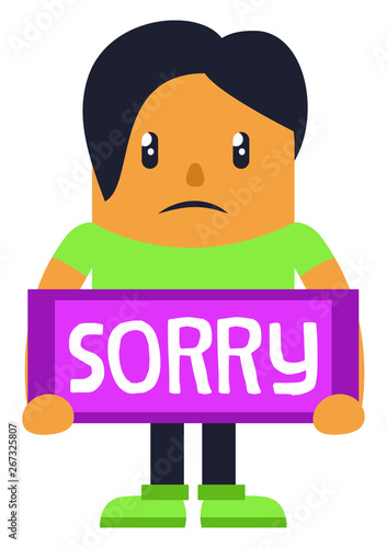 Man apologising, illustration, vector on white background.
