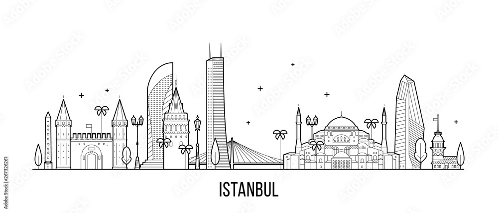 Obraz premium Panoramę Stambułu Turcja miasto budynki wektor linii