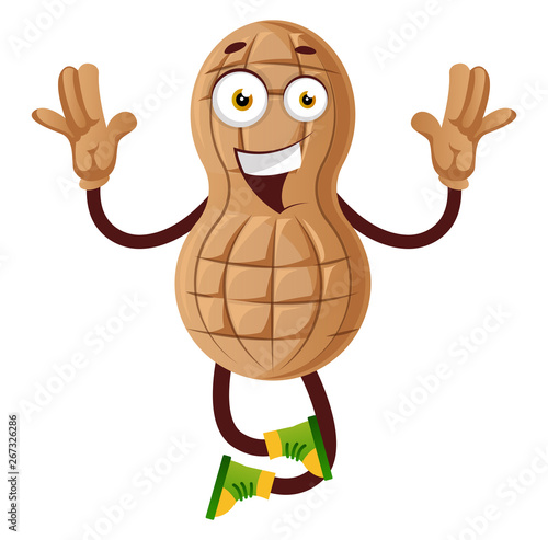 Peanut jumping, illustration, vector on white background.