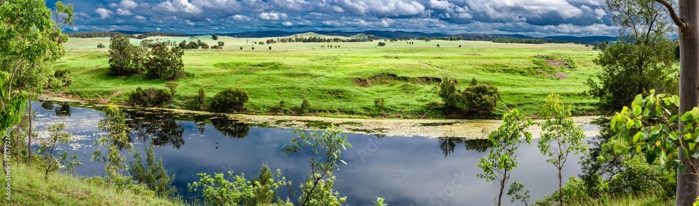 Panorama of Clarence River near Tabulam NSW Australia - obrazy, fototapety, plakaty 