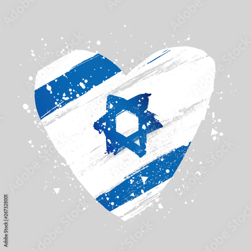 Israeli flag in the form of a big heart. Vector illustration