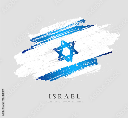 Flag of Israel. Vector illustration on a gray background.