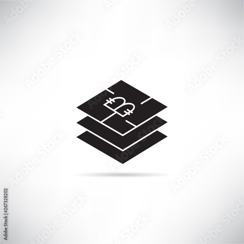 bitcoin layer plate, microchip icon