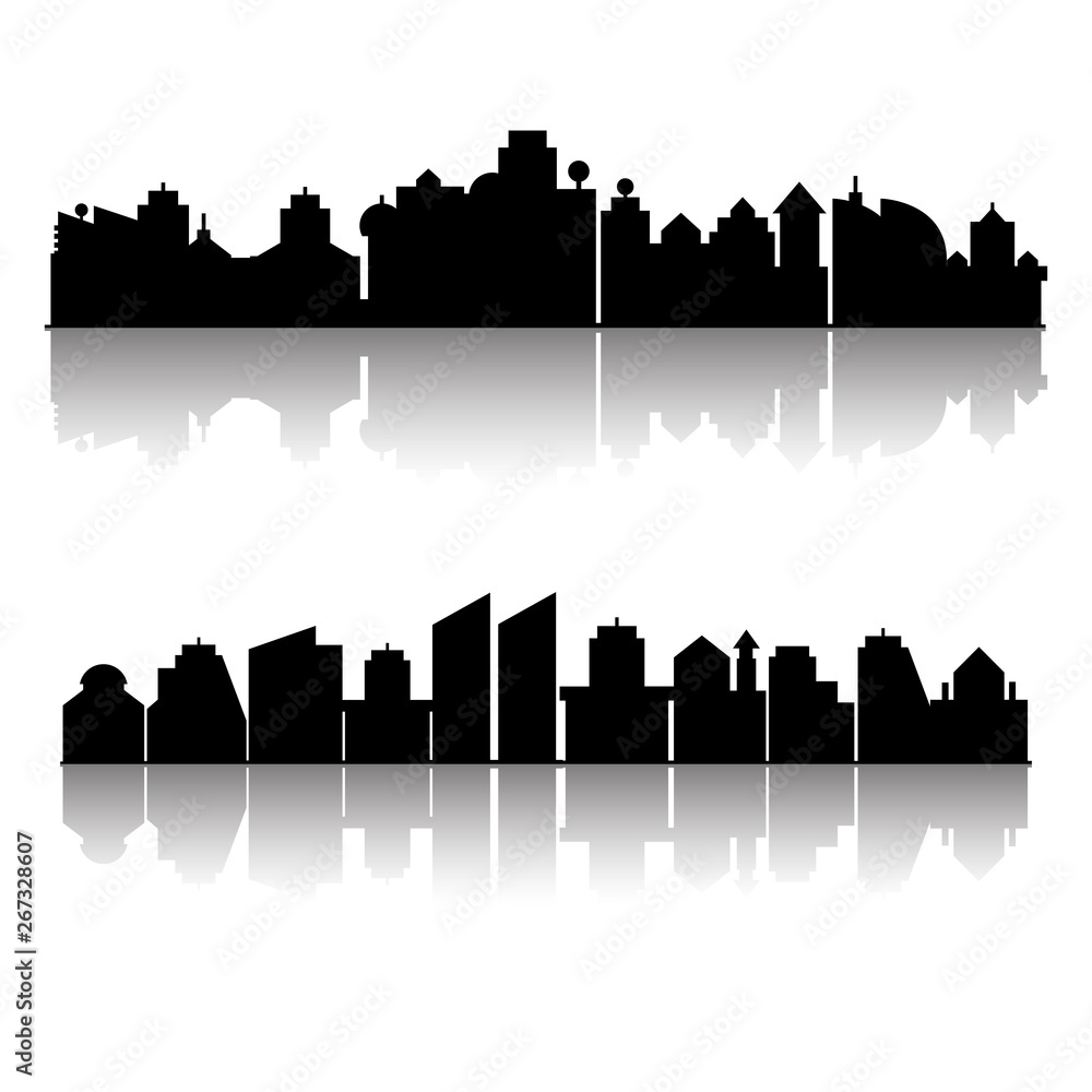 city skyscrapers skyline and shadow silhouette