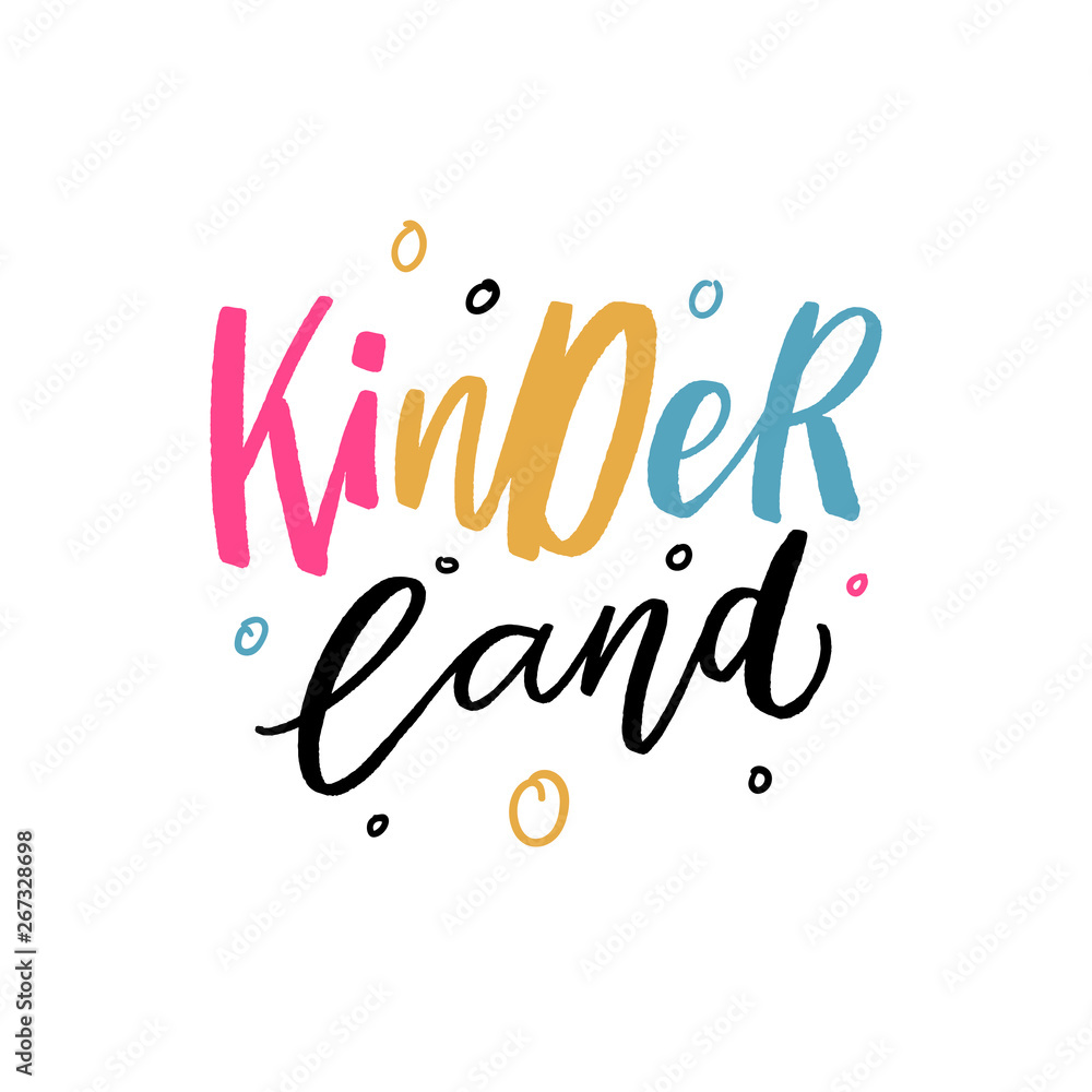 Kids lettering logo kinder land for store, cafe. Kids lettering logo kinder land for store, cafe.