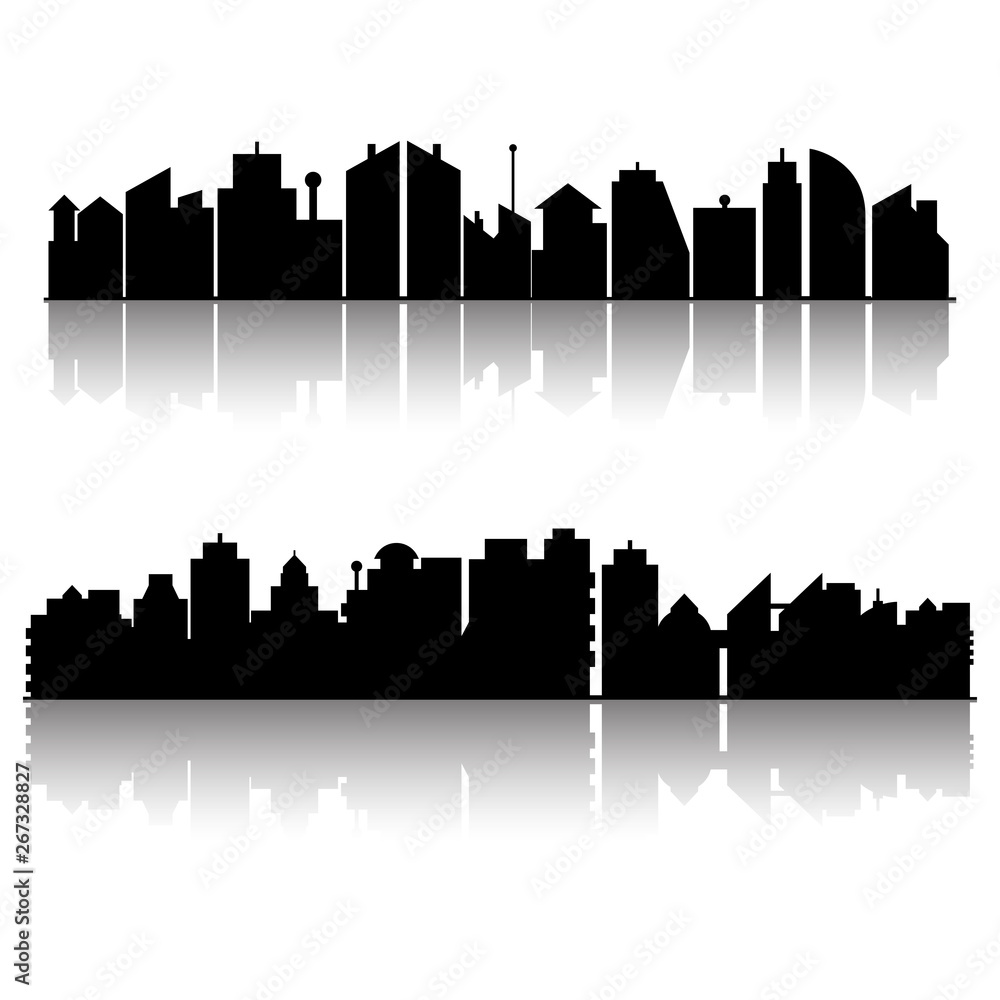 modern city skyscrapers silhouette
