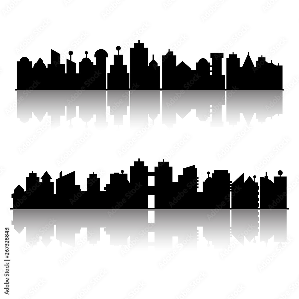 modern city skyscrapers silhouette