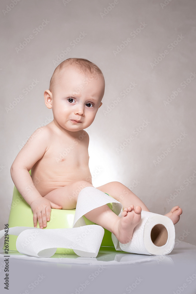 Stockfoto sick child constipation, colic, bloating, indigestion