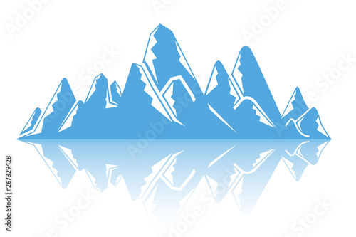 iceberg, blue mountain on white background