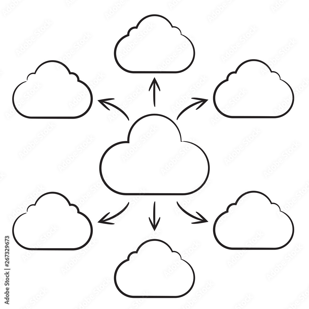 hand drawn cloud mind mapping diagram template hand drawn cloud mind mapping diagram template