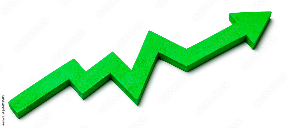 Green up arrow isolated on white background. Green up arrow isolated on white background.