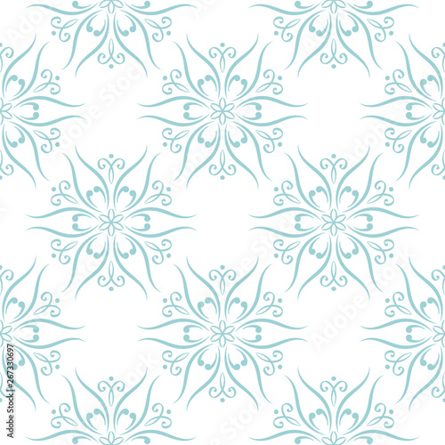 Floral seamless background. Blue pattern on white