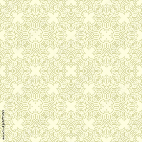 Olive green seamless pattern. Oriental design