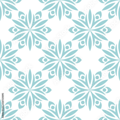 Floral seamless blue pattern on white background