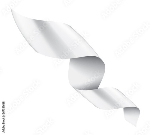 White ribbon on white background. Vector illustration