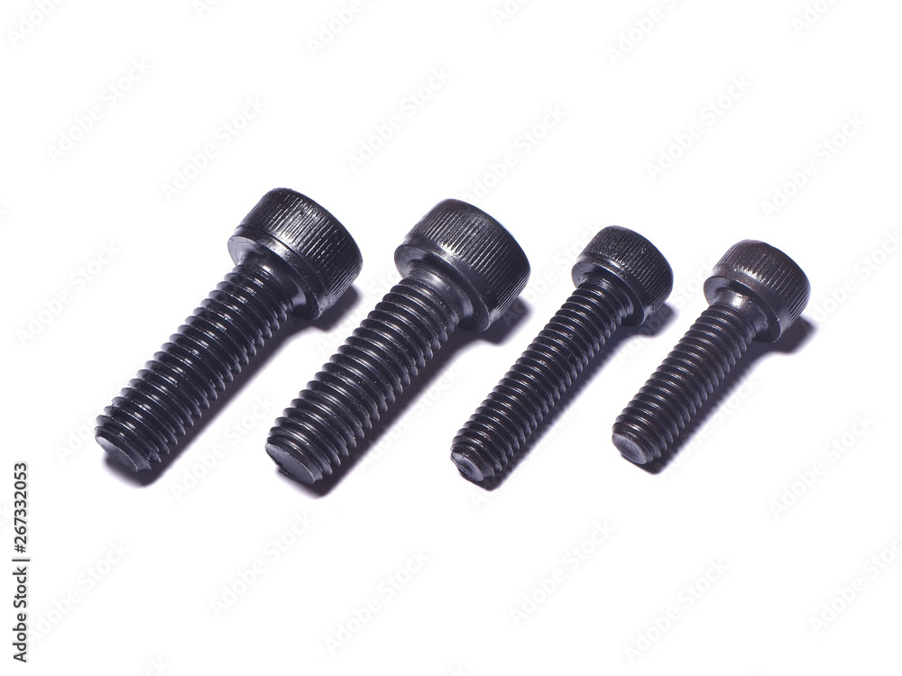 The inner hexagonal screw nut is solid black, placed on a white background. The inner hexagonal screw nut is solid black, placed on a white background.