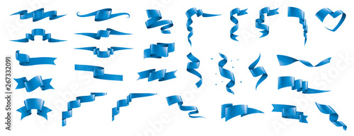 blue ribbon on white background. Vector illustration