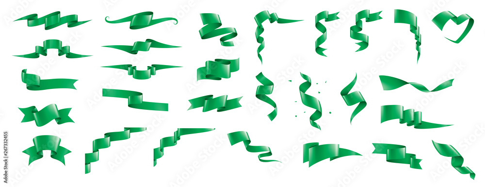 green ribbon on white background. Vector illustration green ribbon on white background. Vector illustration