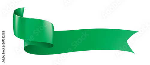 green ribbon on white background. Vector illustration