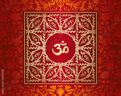 aum syllable, paisley design ,Hinduism, India	
