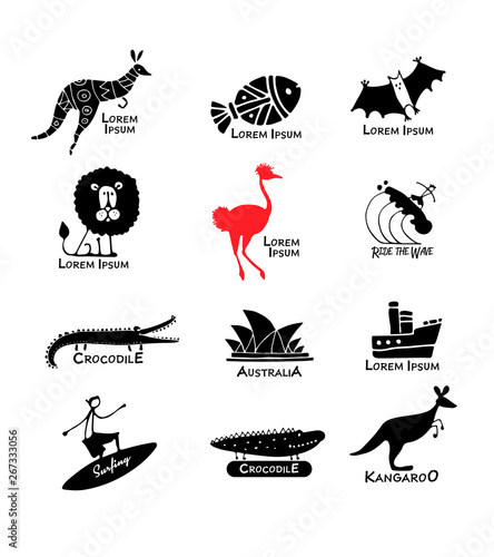 Australia icons set, sketch for your design