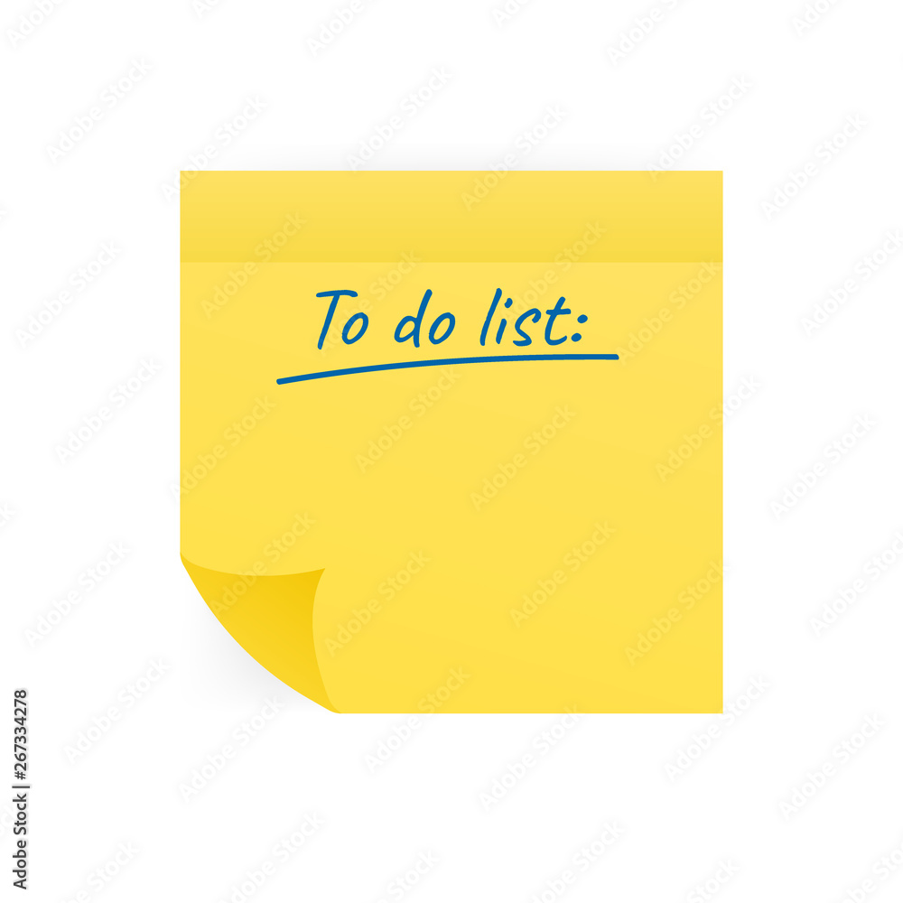 Yellow stick notes isolated on white background. To do list. Vector illustration. Yellow stick notes isolated on white background. To do list. Vector illustration.