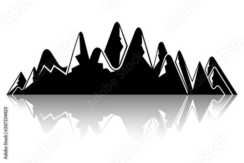 black mountain and shadow on white background