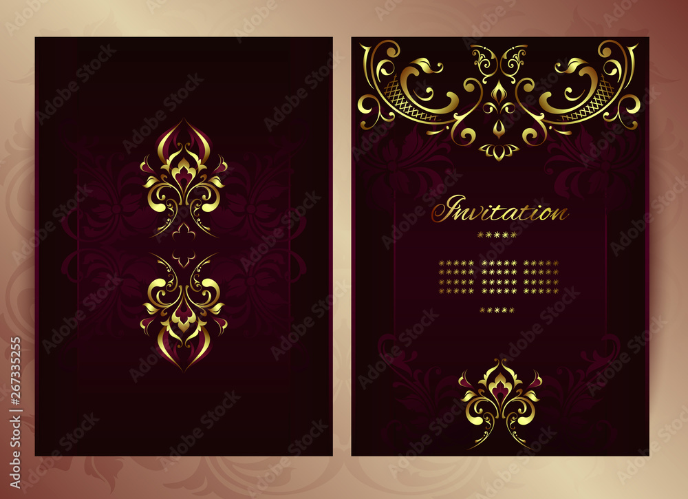 Vintage background mandala card with golden lace ornaments and art   deco floral decorative elements