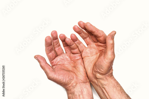 Bilde på lerret old wrinkled hands of an elderly person