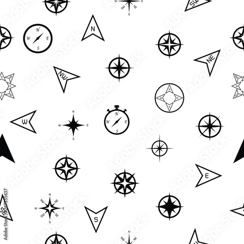 compass seamless pattern background icon.