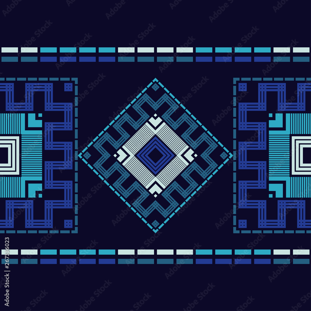 Obraz premium Ethnic boho seamless pattern. Embroidery on fabric. Patchwork texture. Weaving. Traditional ornament. Tribal pattern. Folk motif. Can be used for wallpaper, textile, invitation card, wrapping, web.