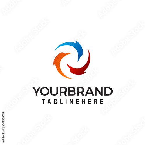 three dolphin jumping around circle logo design concept template vector