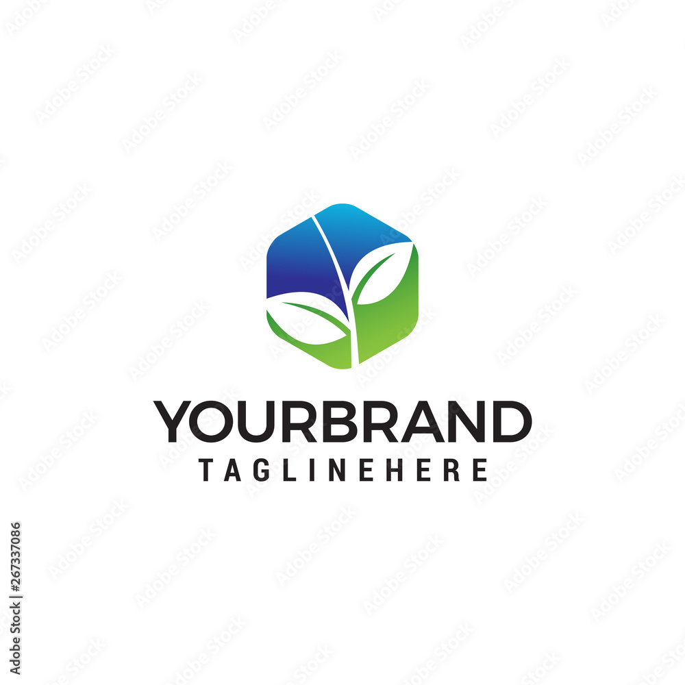 leaf hexagon logo design concept template vector leaf hexagon logo design concept template vector