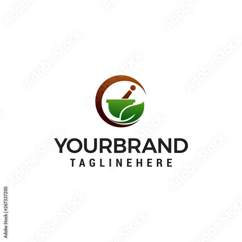 pharmacy herbal logo design concept template vector