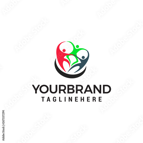 teamwork logo design concept template vector