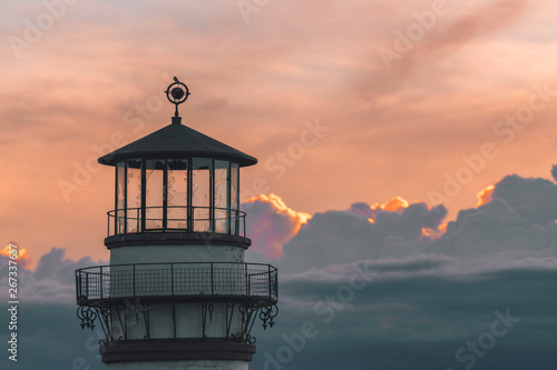 Lighthouse and Beautiful Sky Landscape of Dramatic Clouds
