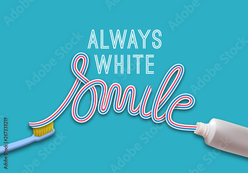 Creative Stomatology Poster. Illustration of Toothpaste with Toothbrush and Tube of Paste. Vector Medical Banner Design