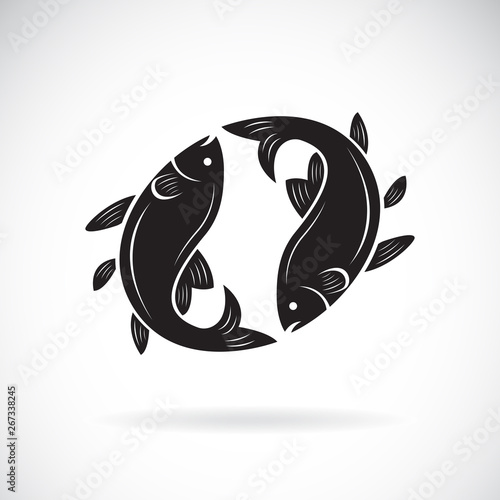 Vector of two fish design on white background. Aquatic animal. Fish icon. Easy editable layered vector illustration.