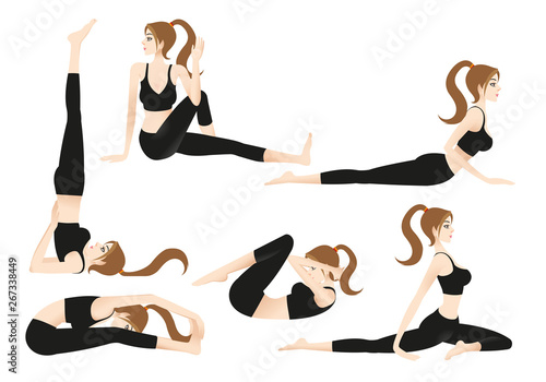 Cartoon Female Yoga Trainer Allows you to play yoga on your own.