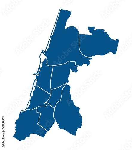 Outline map of Tel Aviv districts