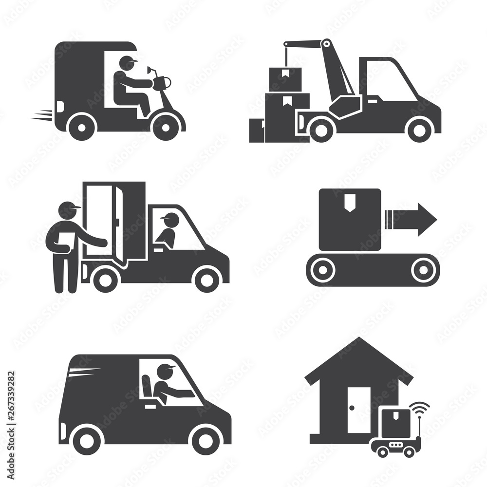 shipping and delivery service people icons