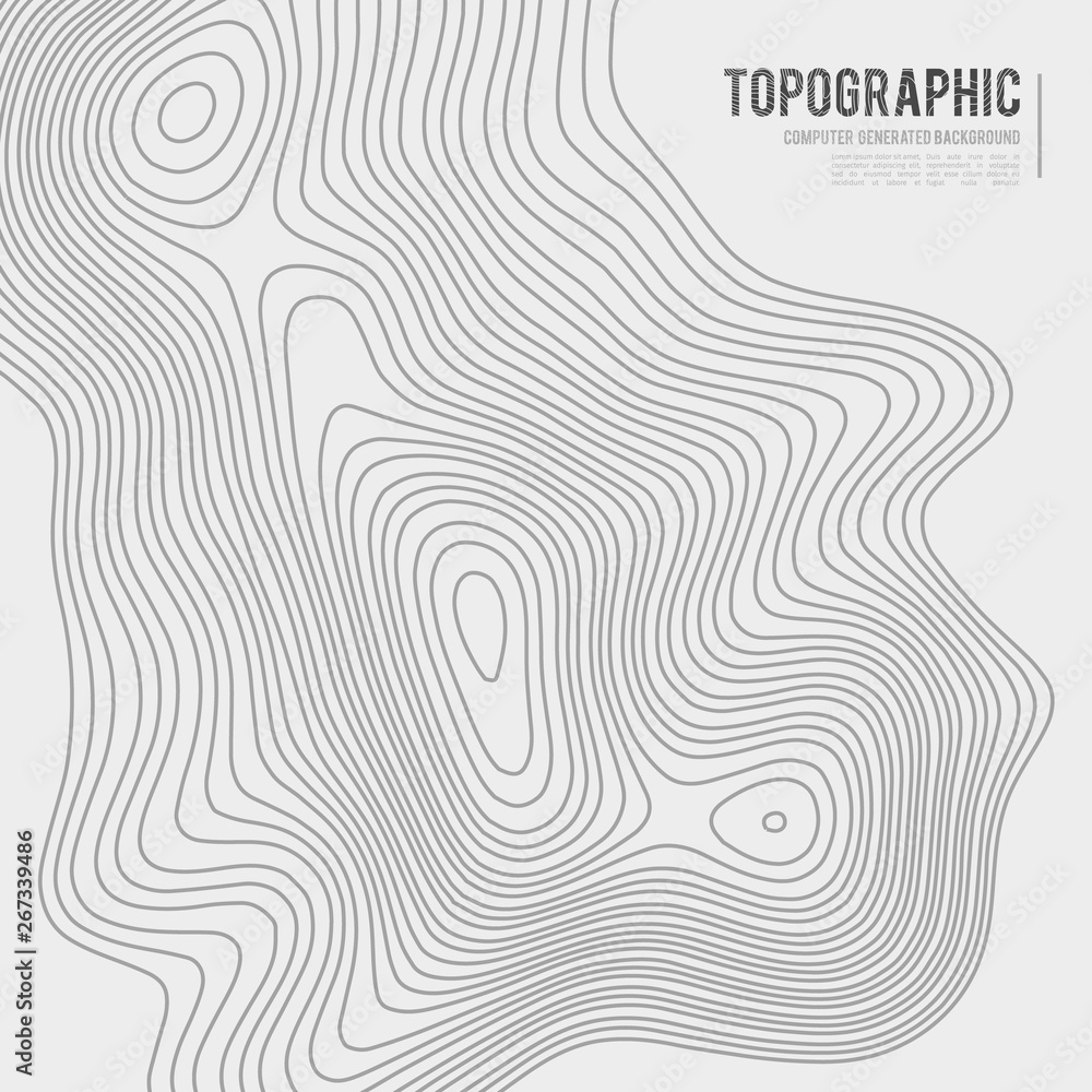 Grey Outline Topographic Contour Map Abstract: стоковая иллюстрация,  1972511657