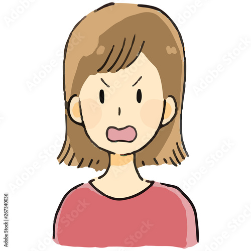 表情　女の人　怒る