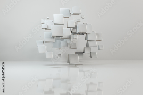 3d rendering, creative cubes with warped shape