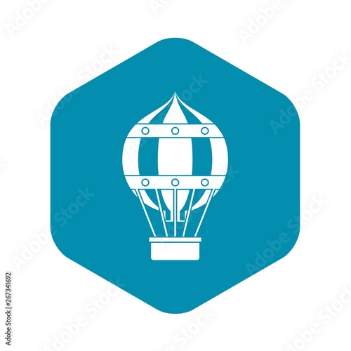 Old fashioned helium balloon with basket icon. Simple illustration of old fashioned helium balloon vector icon for web