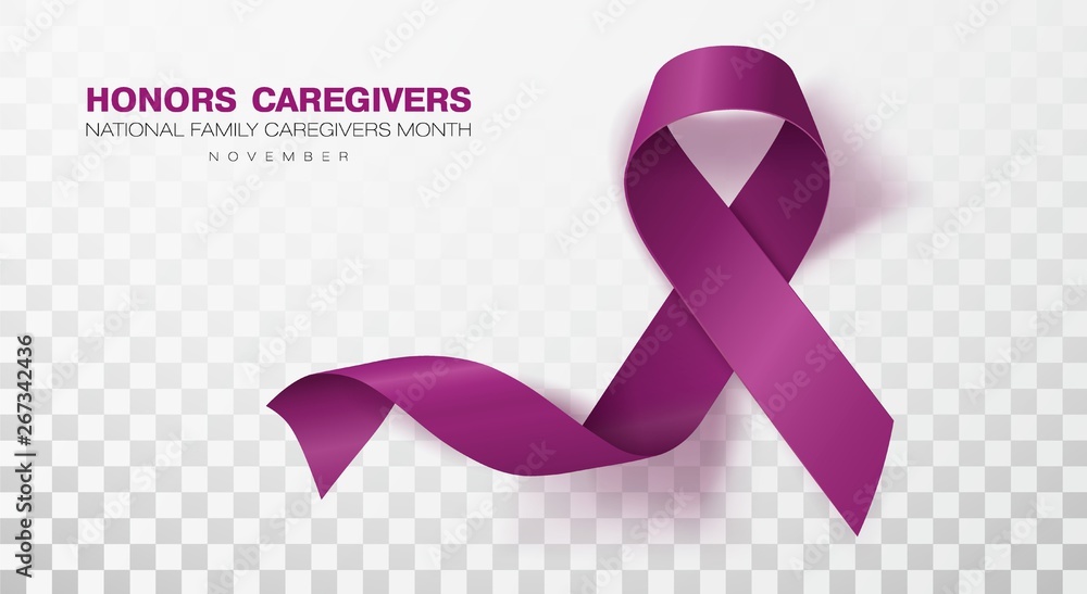 Honors Caregivers. National Family Caregivers Month. Plum Color Ribbon ...