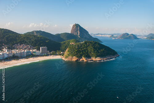 Beautiful view of Leme and Copacabana beach in a sunny day with good small waves. Rio de Janeiro, Brazil photo