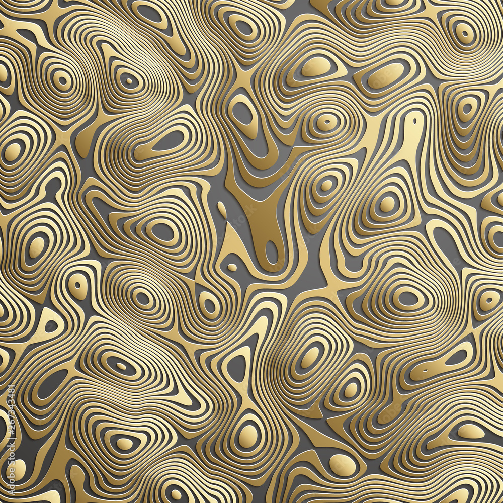 Luxury gold background. Wavy gold landscape consept of gold vector background with gradient lines on dark background.