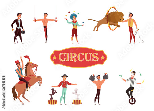 Circus performance flat vector illustration