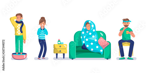 Sick flat characters set
